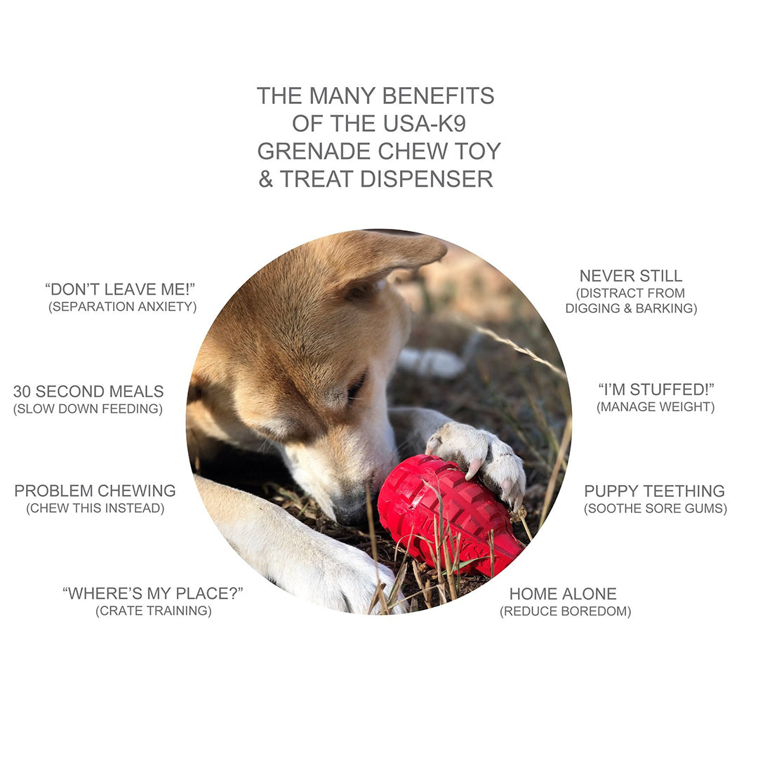 USA K9 Grenade Durable Chew Toy and Treat Dispenser